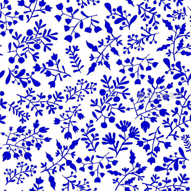 Floral Blue Bohemian Tile. Vector Tile Pattern, Lisbon Arabic Floral Mosaic, Mediterranean Seamless Ornament, Geometric Folklore Ornament. Tribal Ethnic Vector Texture.